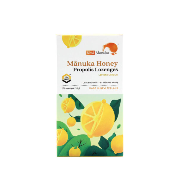 KIWI MANUKA UMF 15+ / 514+ MGO MANUKA HONEY & PROPOLIS LOZENGES (LEMON)